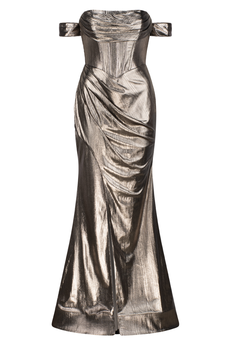 BRIDIE CORSET DRAPE GOWN IN GOLD