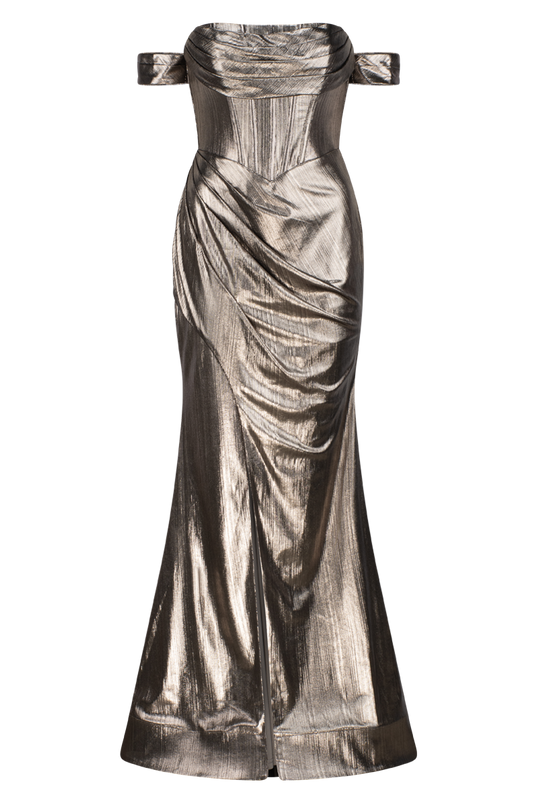 BRIDIE CORSET DRAPE GOWN IN GOLD