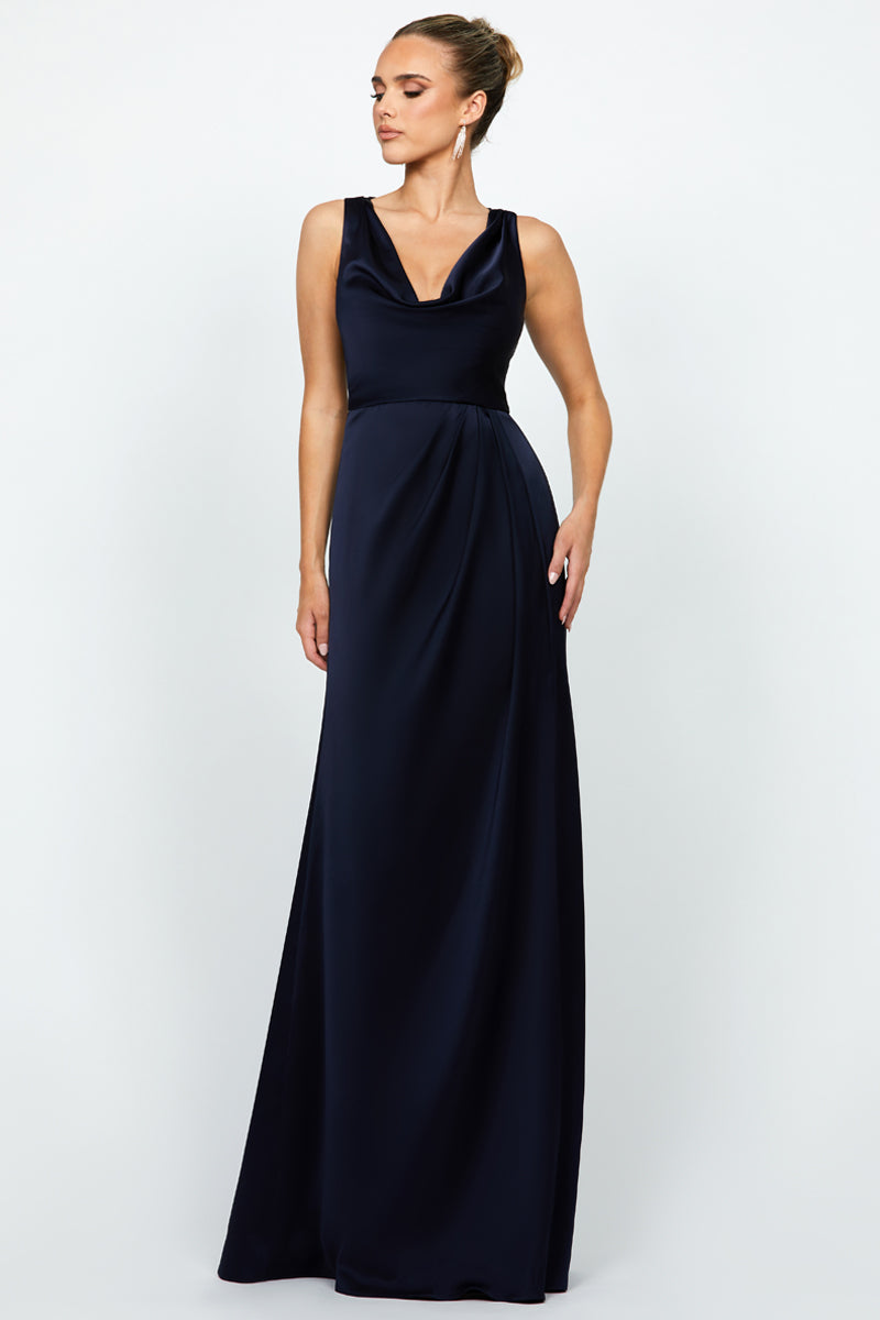 ADELYNN COWL NECK MAXI IN NAVY