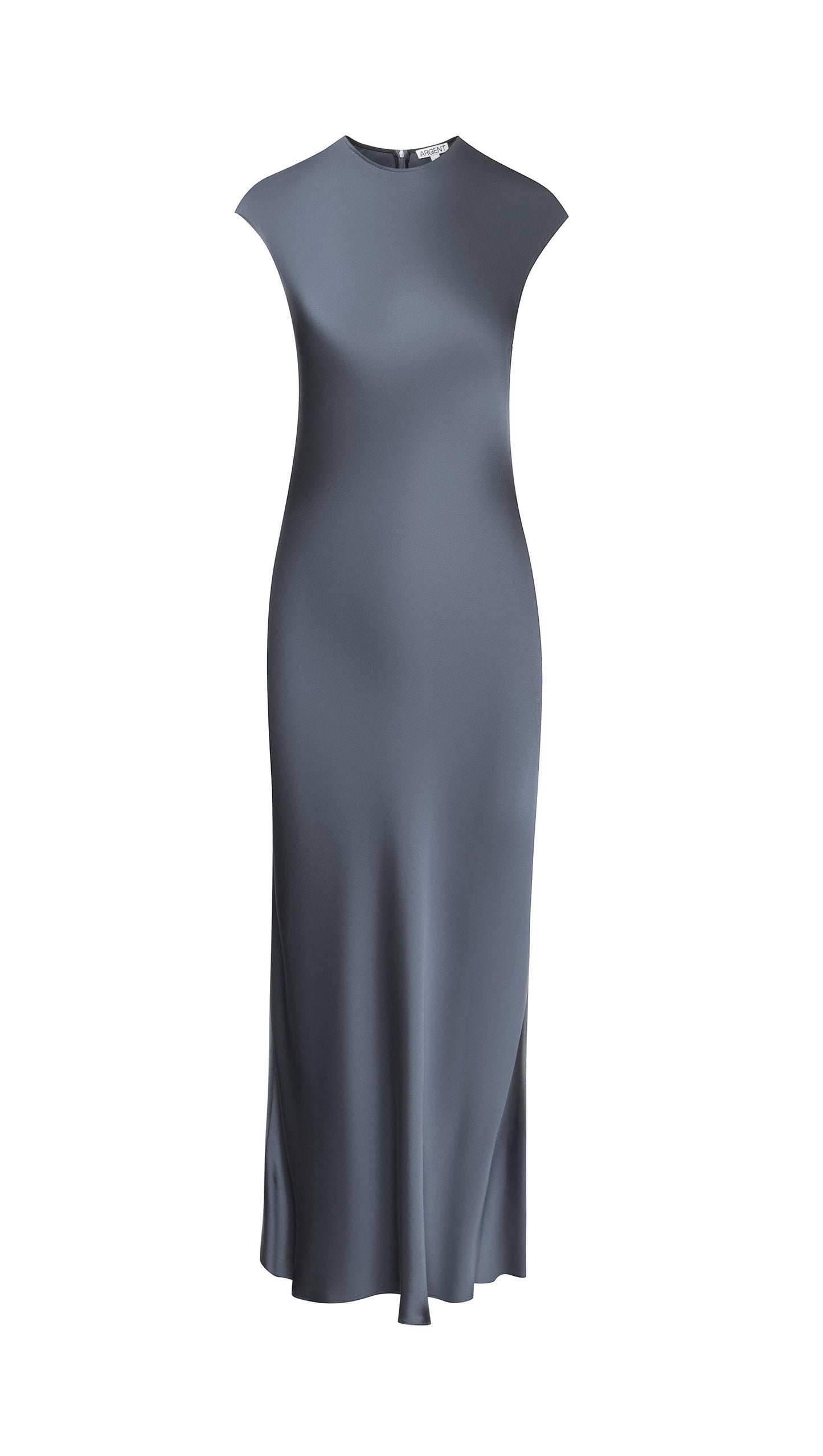 Bias Dress in Viscose Satin | Stone Blue