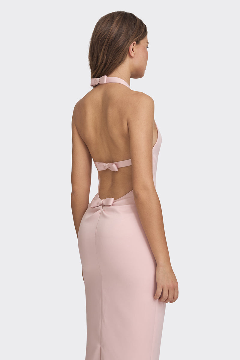 CAKE BOW MAXI DRESS IN DUSTY PINK