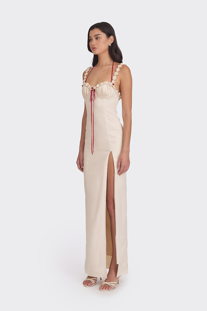 CAKE MAXI SLIP DRESS IN BEIGE