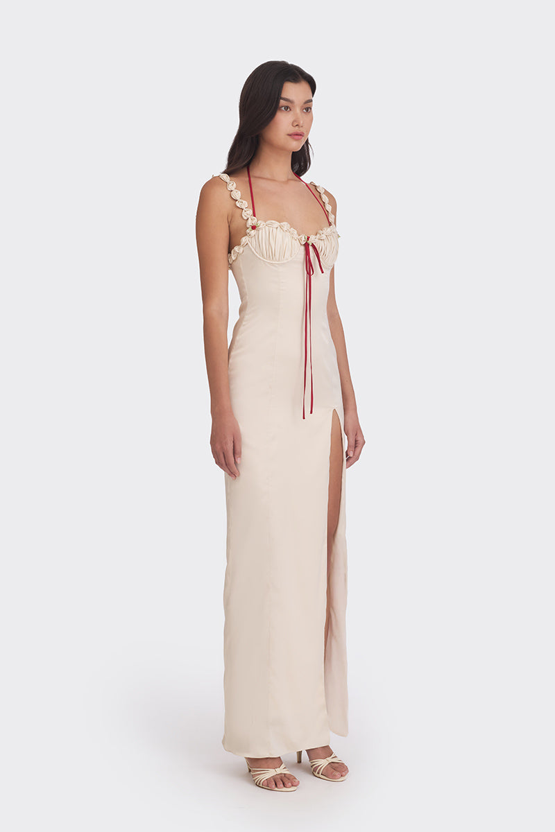 CAKE MAXI SLIP DRESS IN BEIGE