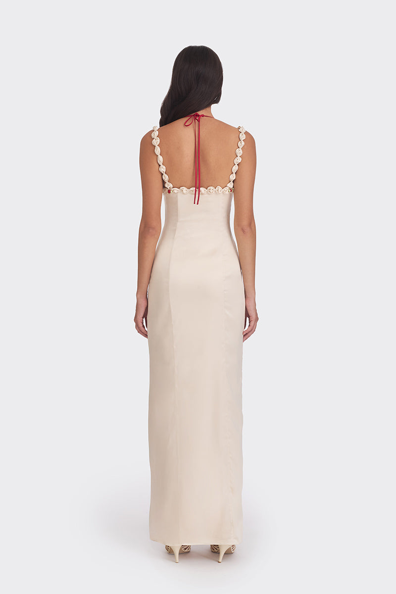 CAKE MAXI SLIP DRESS IN BEIGE