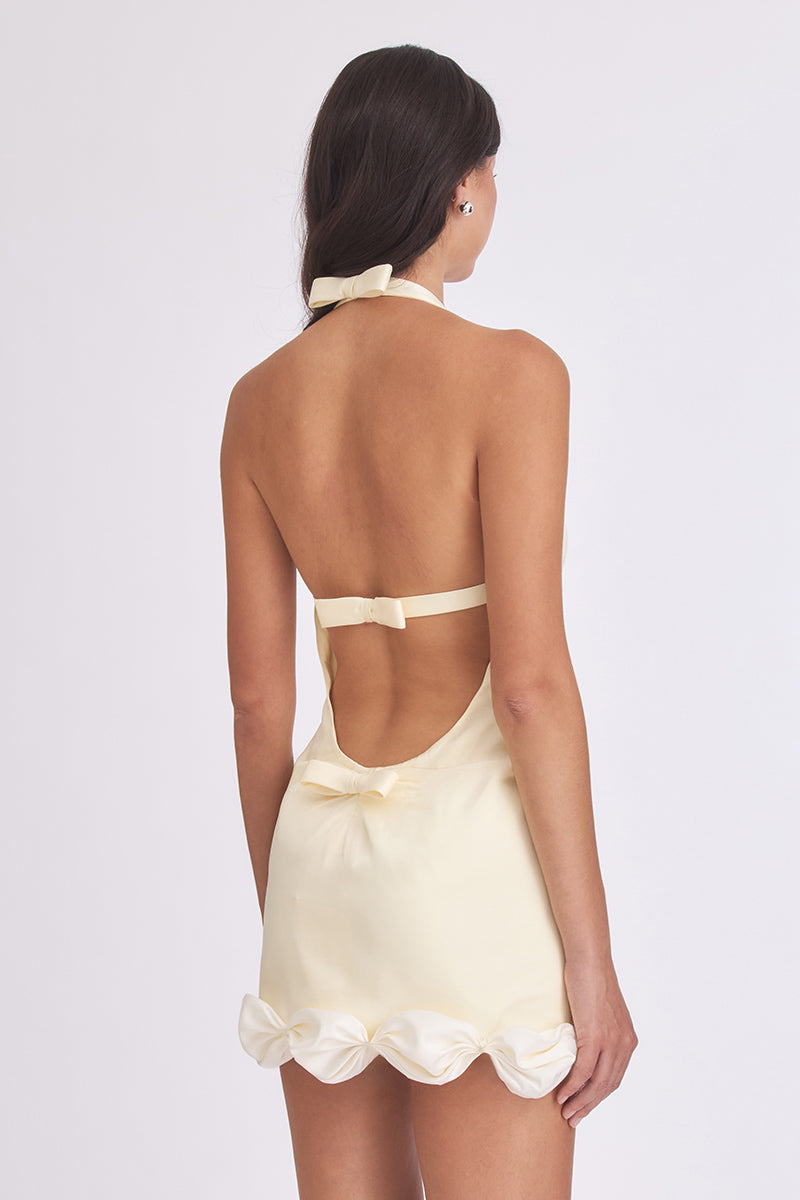 CAKE BOW MINI DRESS IN LIGHT YELLOW