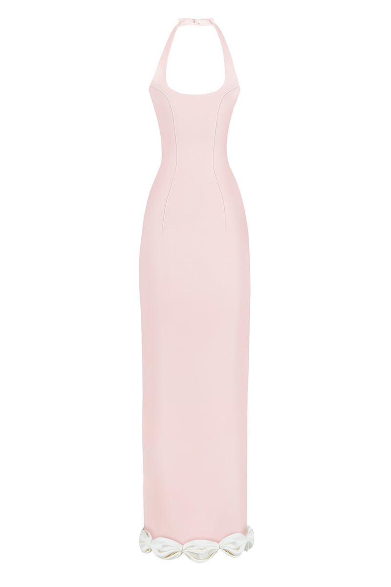 CAKE BOW MAXI DRESS IN DUSTY PINK