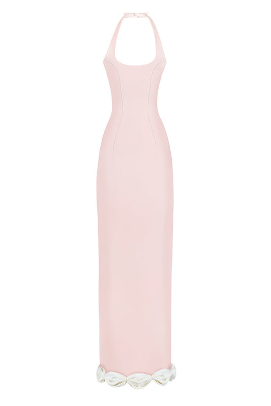 CAKE BOW MAXI DRESS IN DUSTY PINK