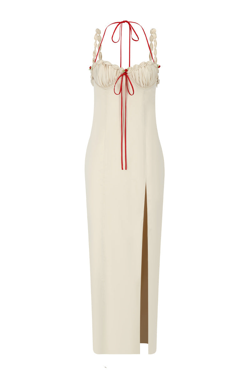 CAKE MAXI SLIP DRESS IN BEIGE