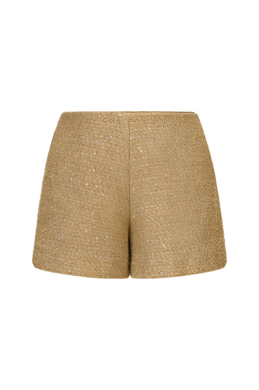 CAMEL TWEED SHORTS