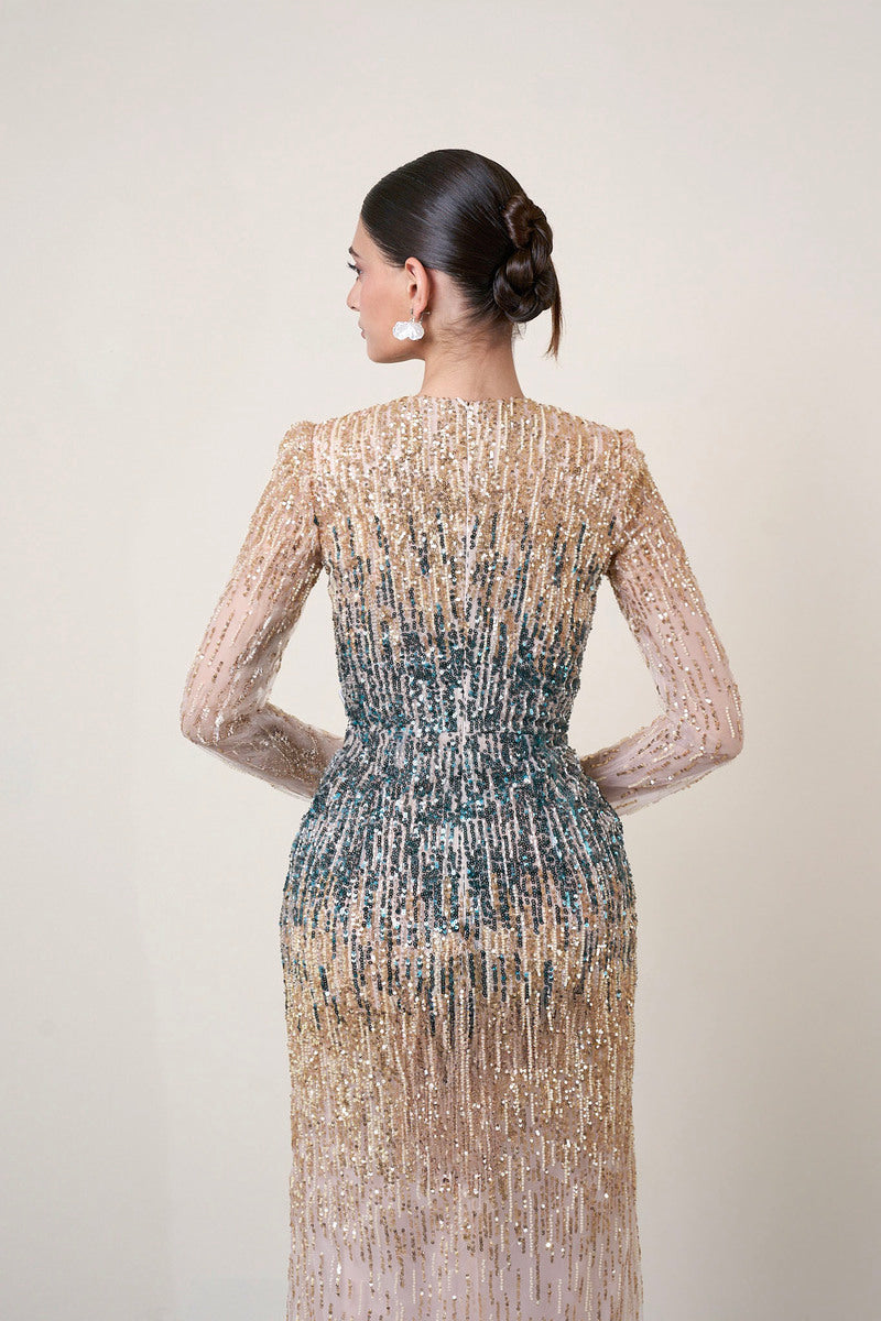 OMBRE CRYSTAL 3D FLOWER DRESS