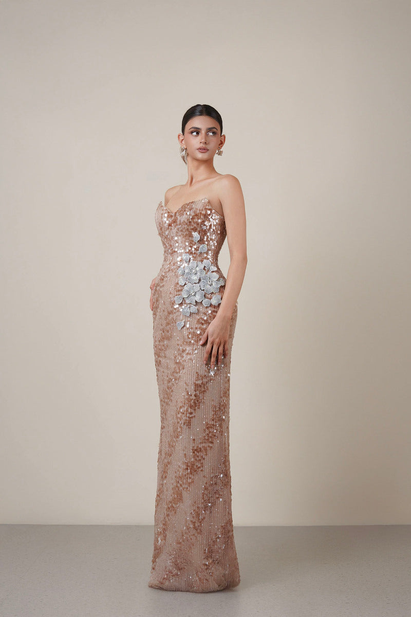 SEQUIN 3D FLOWER DRESS