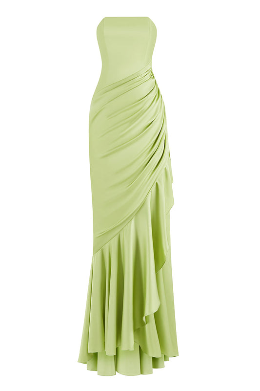 CORSET DRAPED DRESS IN GREEN