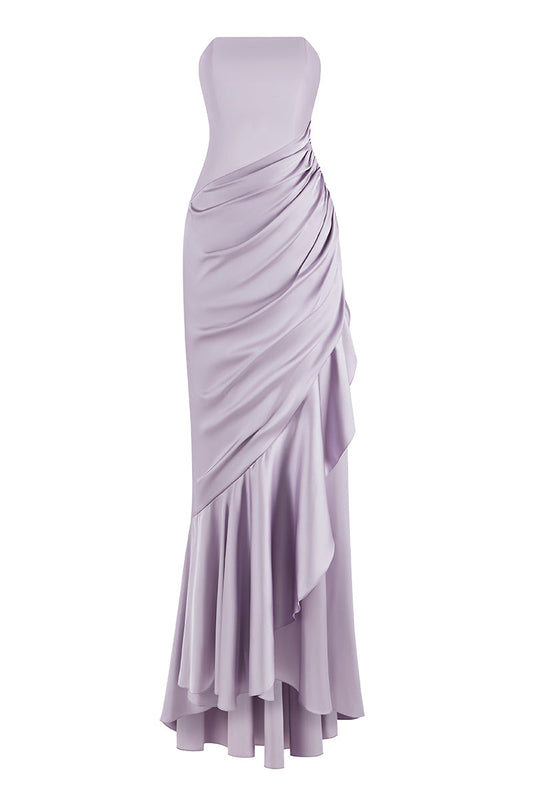 CORSET DRAPED DRESS IN DUSTY PURPLE