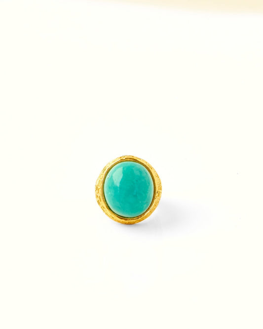 Tay Amazonite Set Chiselled Ring
