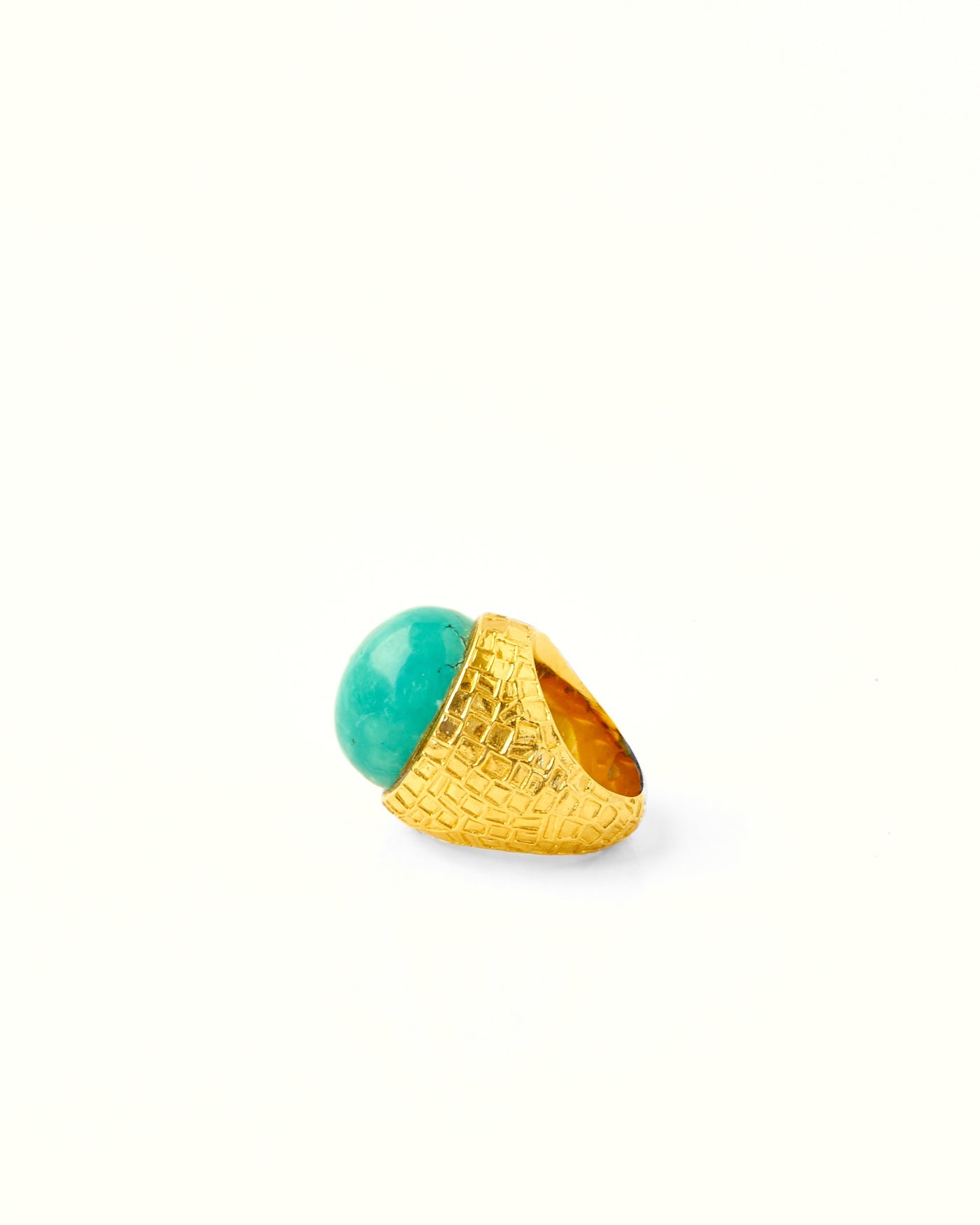 Tay Amazonite Set Chiselled Ring