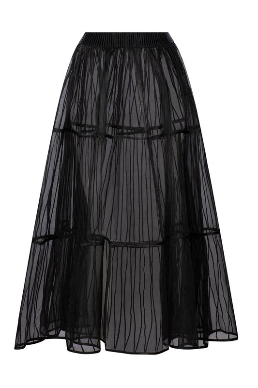 AFAF HAND-PIPED NOIR SKIRT