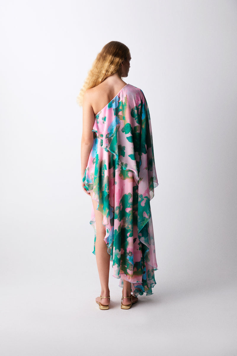 ELLE DRESS IN SOFT PINK AND GREEN