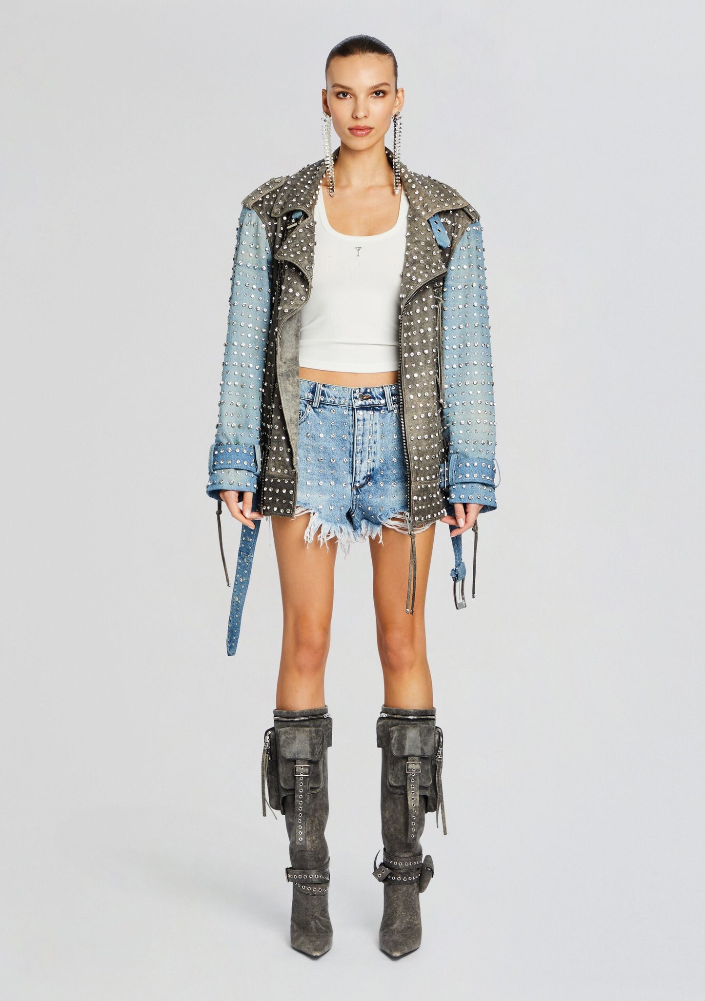 Angel Embellished Denim Short