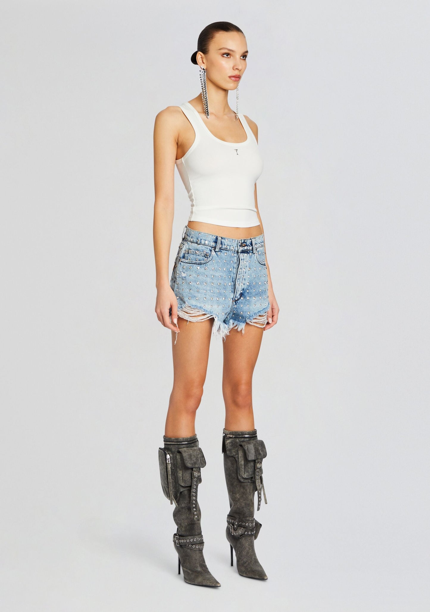 Angel Embellished Denim Short