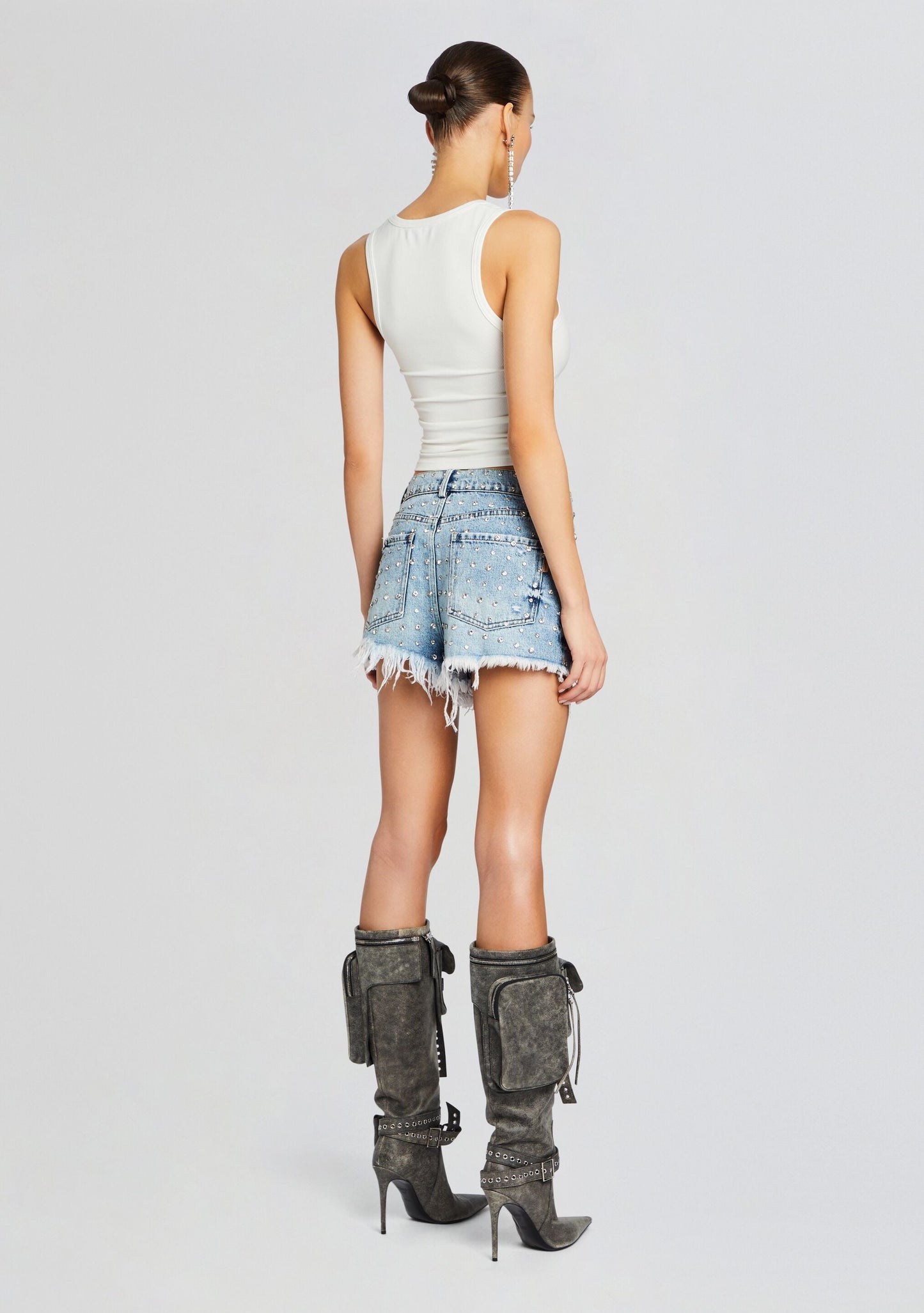 Angel Embellished Denim Short