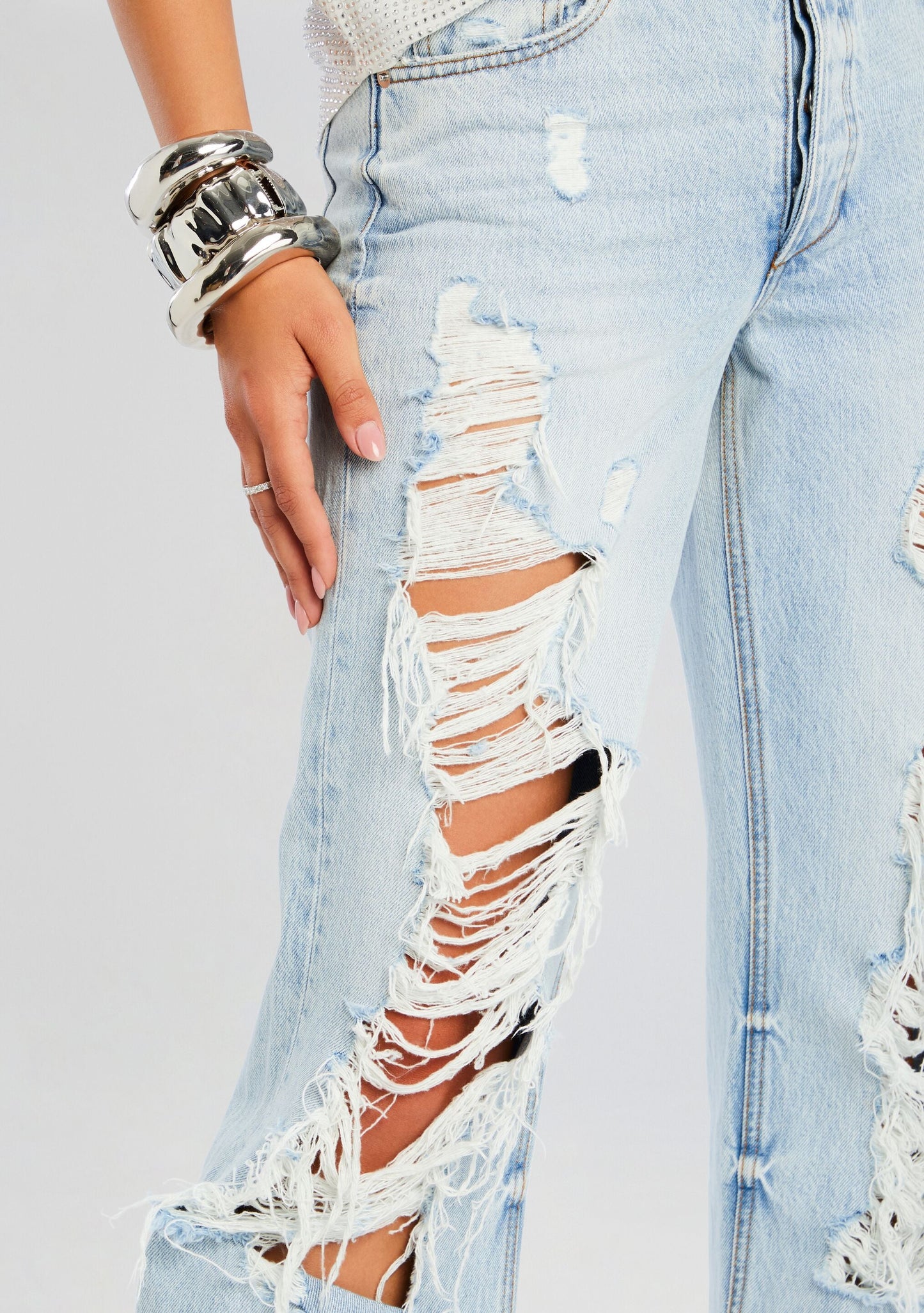 Sunny Mid Rise Distressed Boyfriend Jean