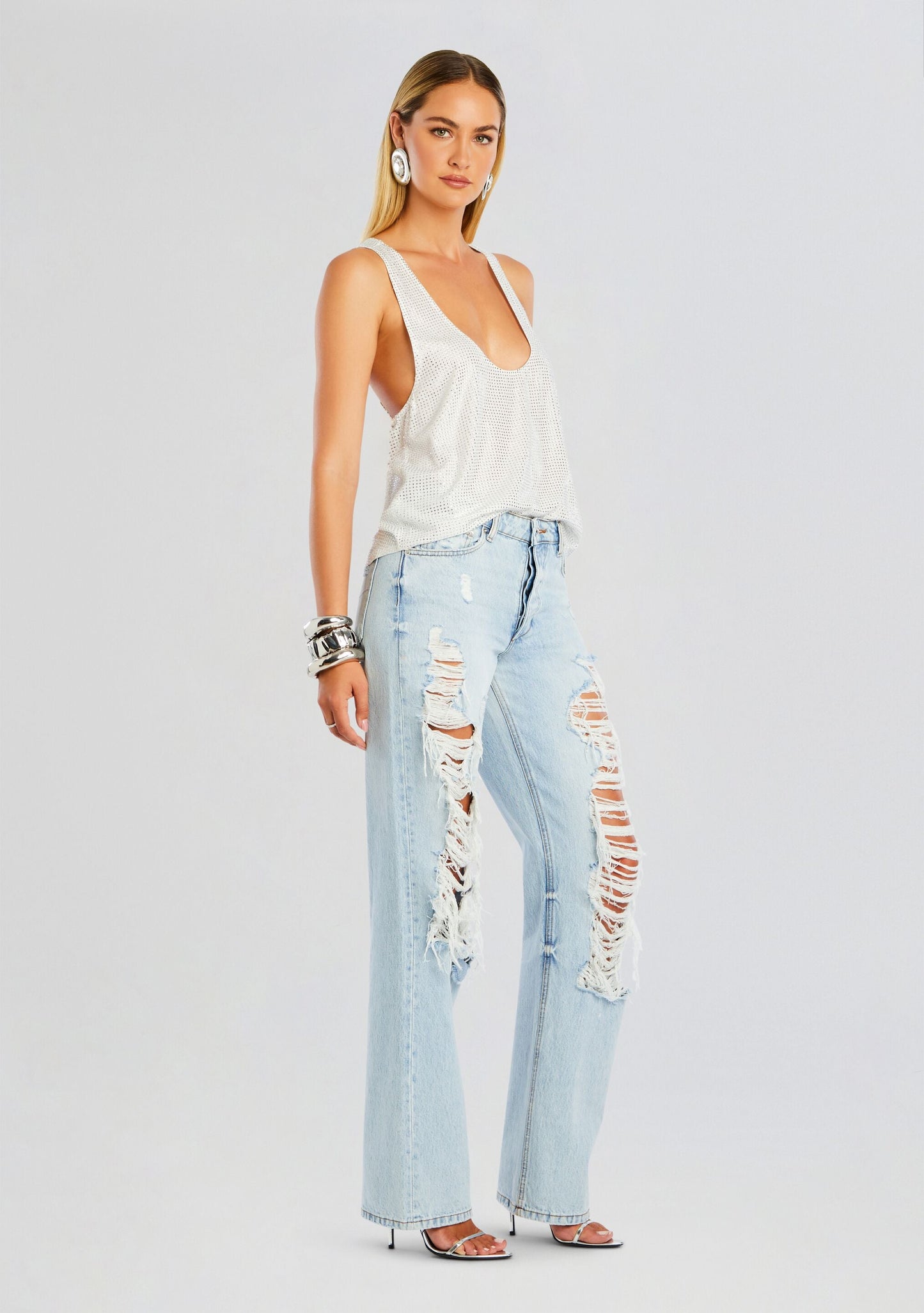 Sunny Mid Rise Distressed Boyfriend Jean
