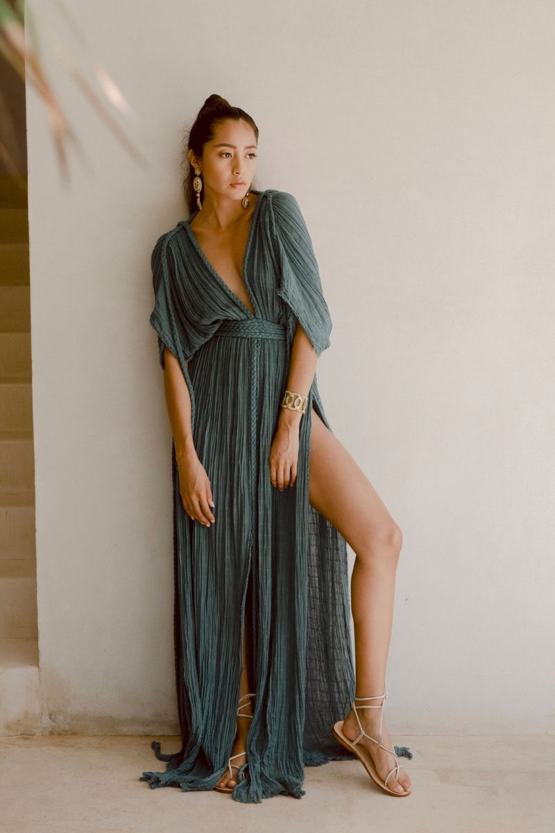 ERA DUSTER MAXI DRESS IN EMERALD