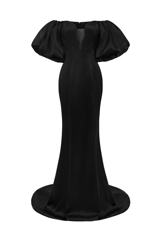 RAVEN'S OFF-SHOULDER SATIN GOWN