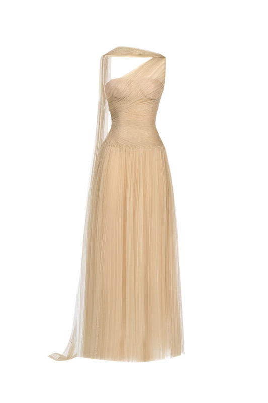 GOLD DRAPED MAXI DRESS
