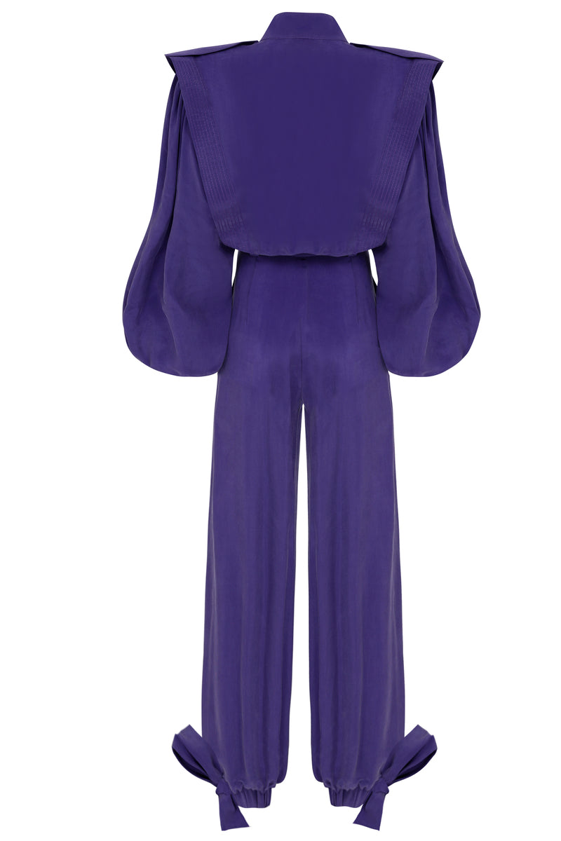 PURPLE JUMPSUIT WITH BELT