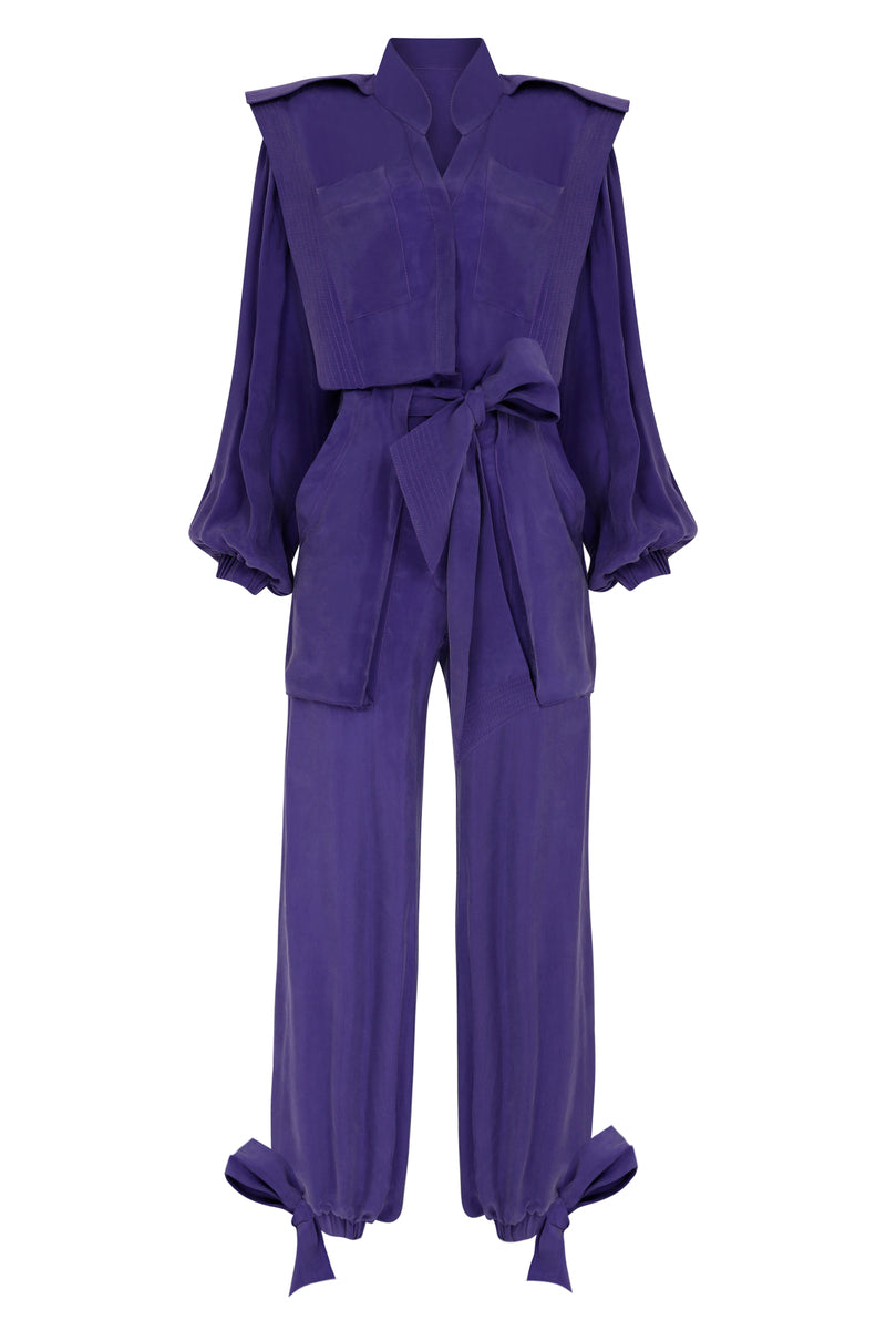 PURPLE JUMPSUIT WITH BELT