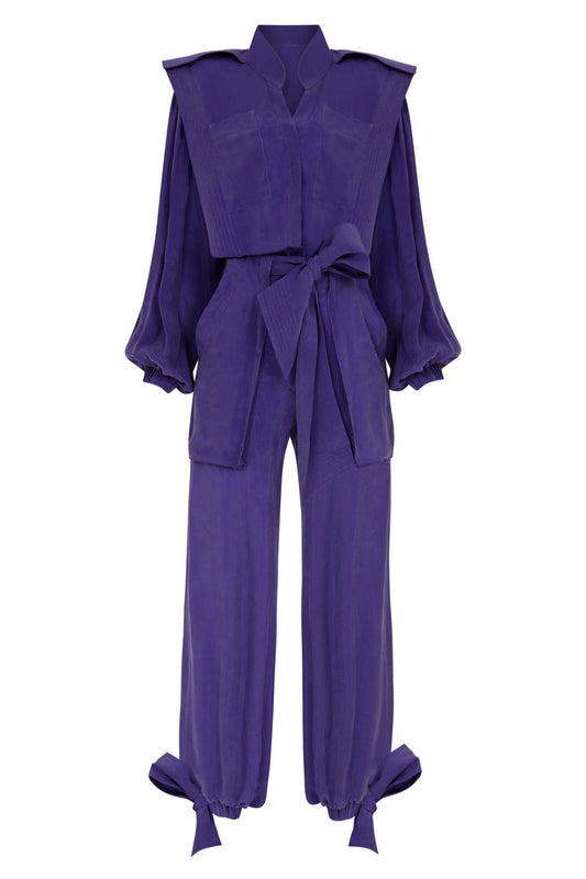 PURPLE JUMPSUIT WITH BELT