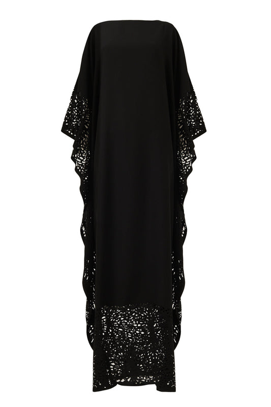 LASET-CUT KAFTAN IN BLACK