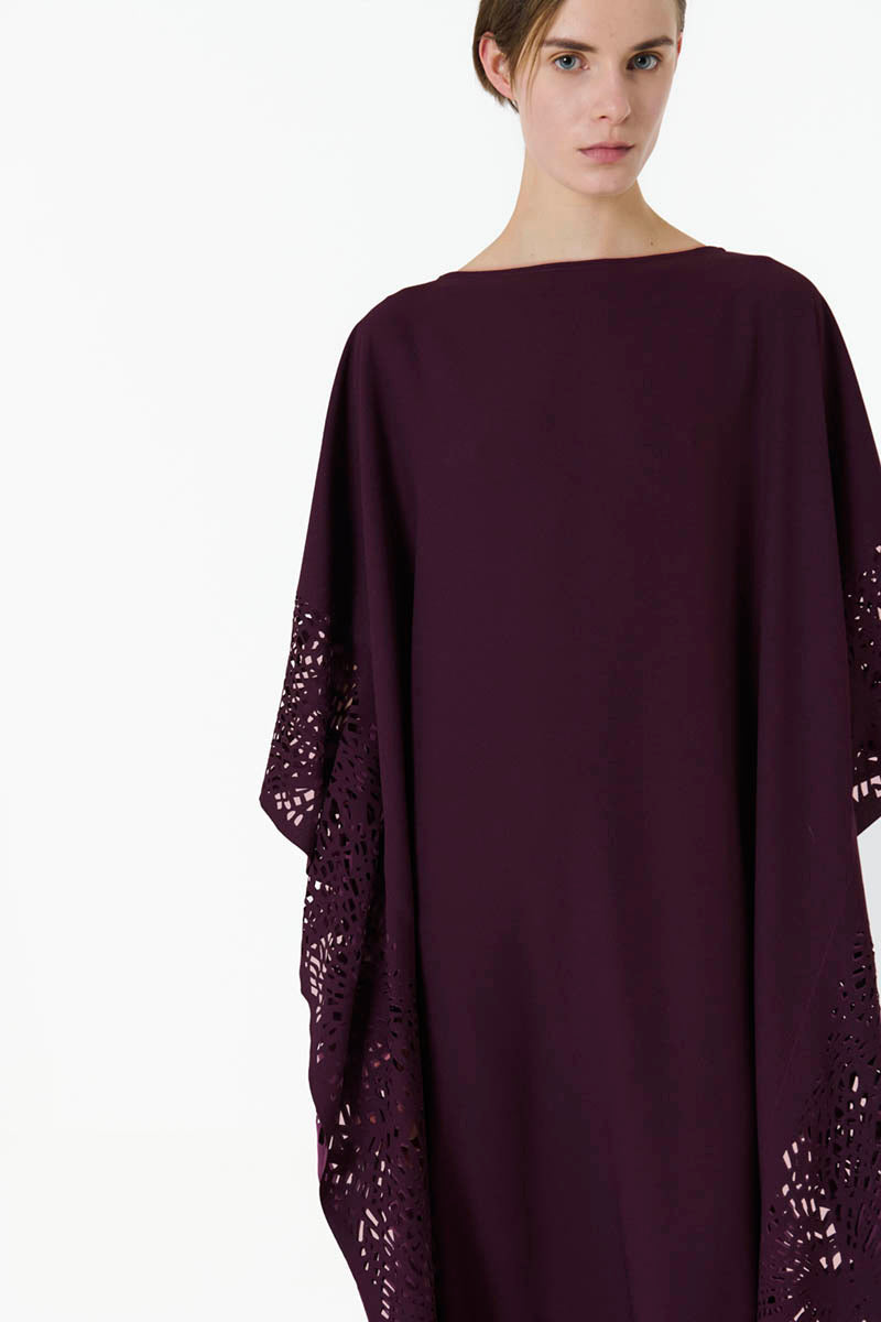 LASET-CUT KAFTAN IN PURPLE