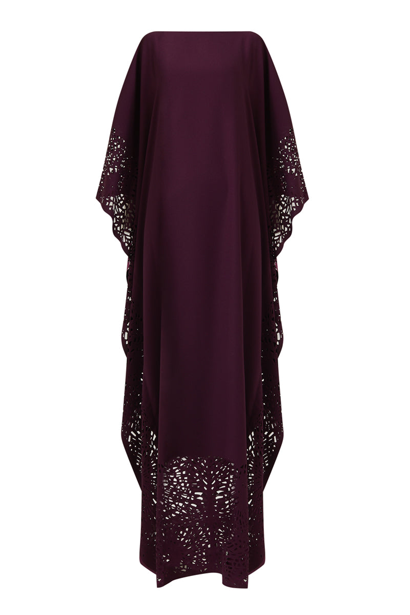 LASET-CUT KAFTAN IN PURPLE