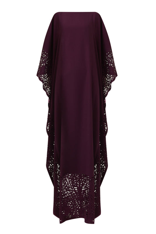 LASET-CUT KAFTAN IN PURPLE