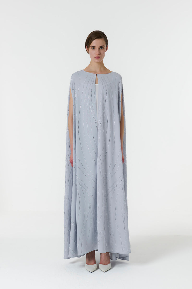 EMBELLISHED CAPE IN BLUE