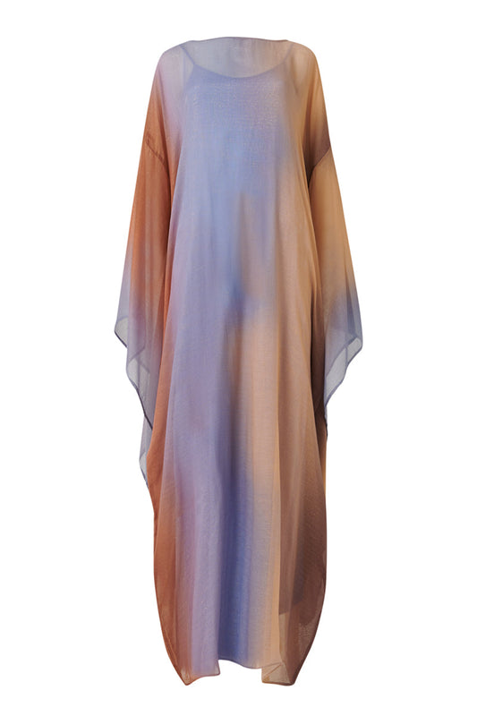METALLIC KIMONO SLEEVE KAFTAN IN MULTICOLOR