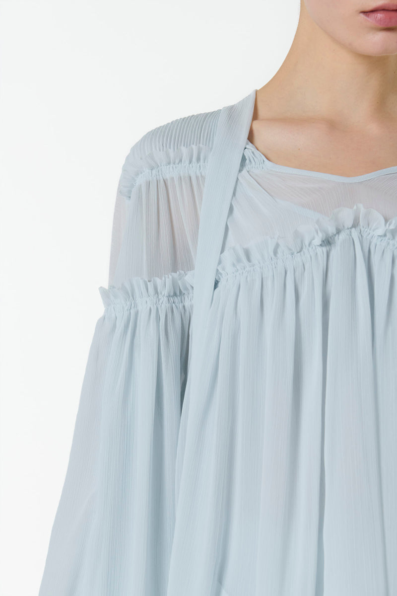 FRILL DETAILED KAFTAN IN BLUE