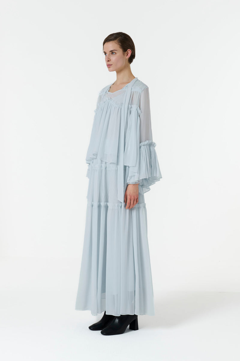 TIERED CHIFFON SKIRT IN BLUE