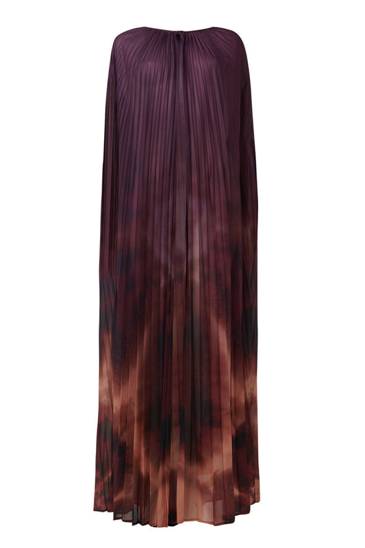 PRINTED PLEATED CAPE IN PURPLE