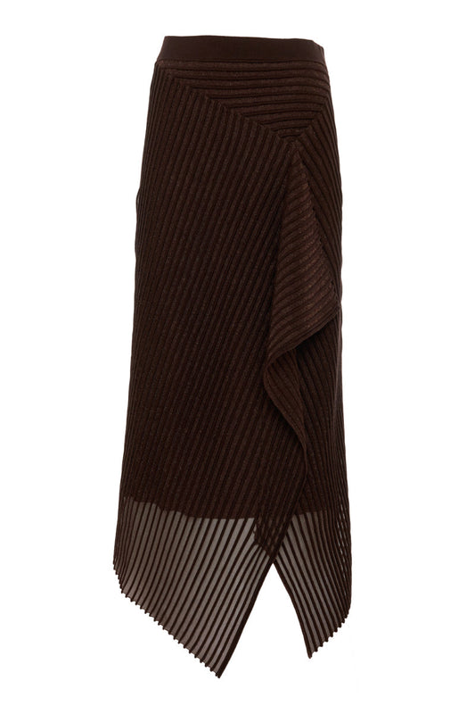 ASYMMETRIC RIBBED DETAIL MESH SKIRT