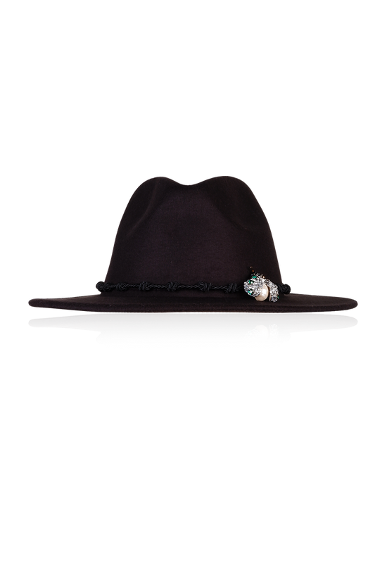 SILVER LADYBUG HAT IN BLACK
