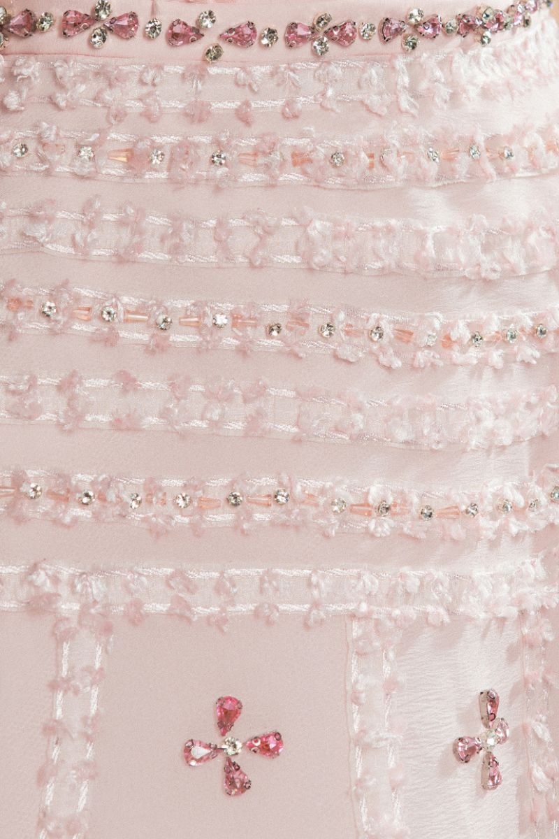 PINK CRYSTAL EMBELLISHED A-LINE MAXI DRESS
