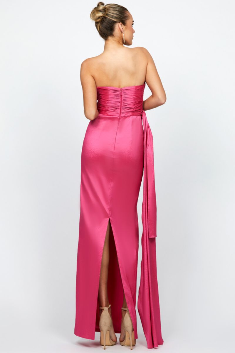 GABRIELLE STRAPLESS COLUMN GOWN IN PINK FONDANT