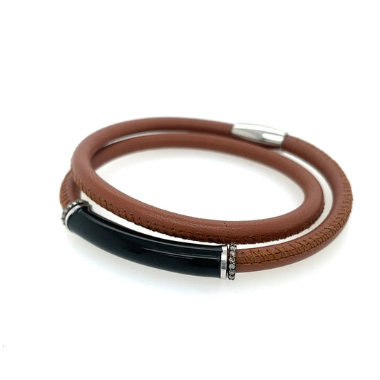 Ellen Hoffman Double Wrap Light Brown Bracelets