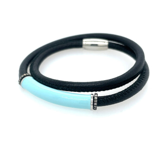 Ellen Hoffman Double wrap Black Leather