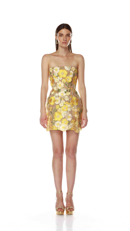 Jasmine Maraya Yellow Mini Dress