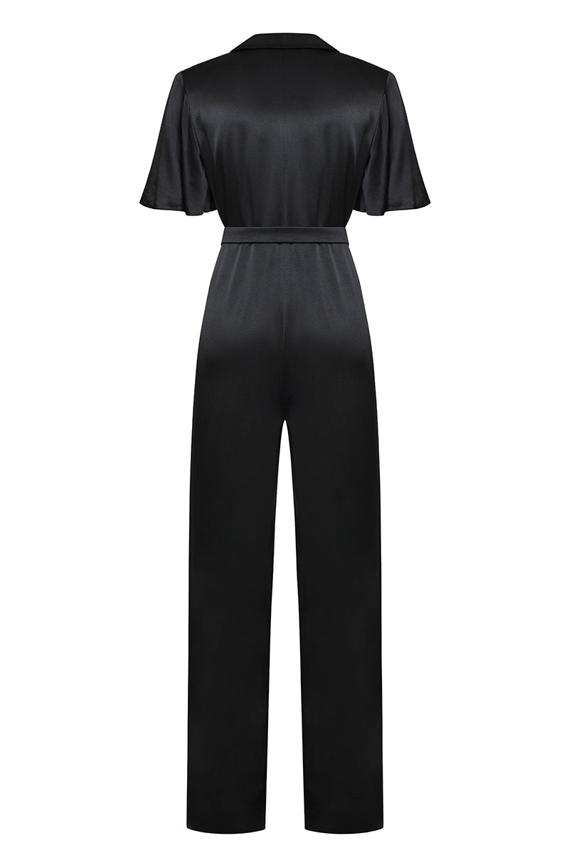 SHORT SLEEVE JUMPSUIT IN BLACK