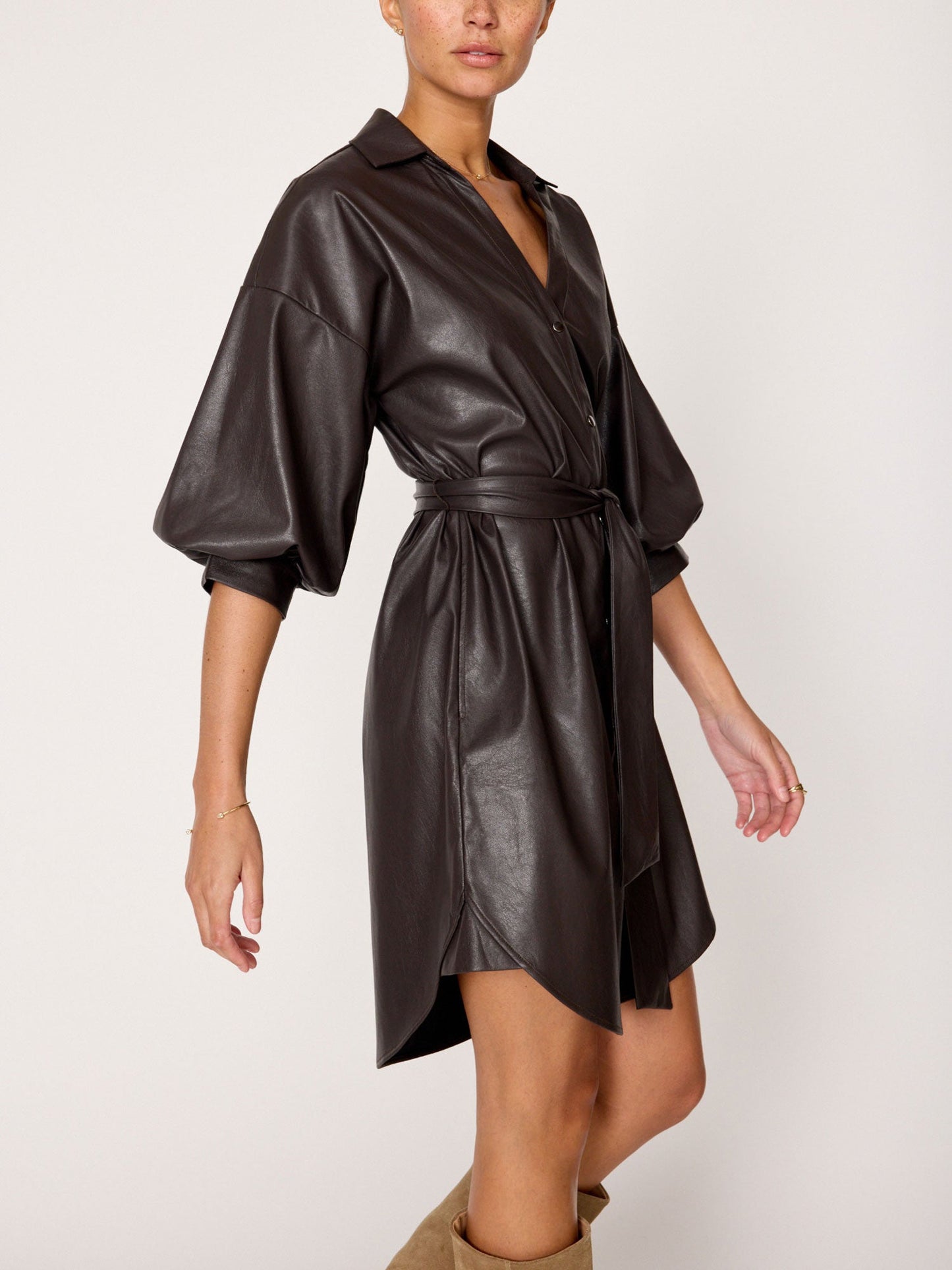 The Kate Belted Vegan Leather Dress